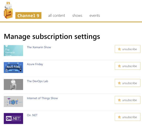 Channel 9 website subscriptions.