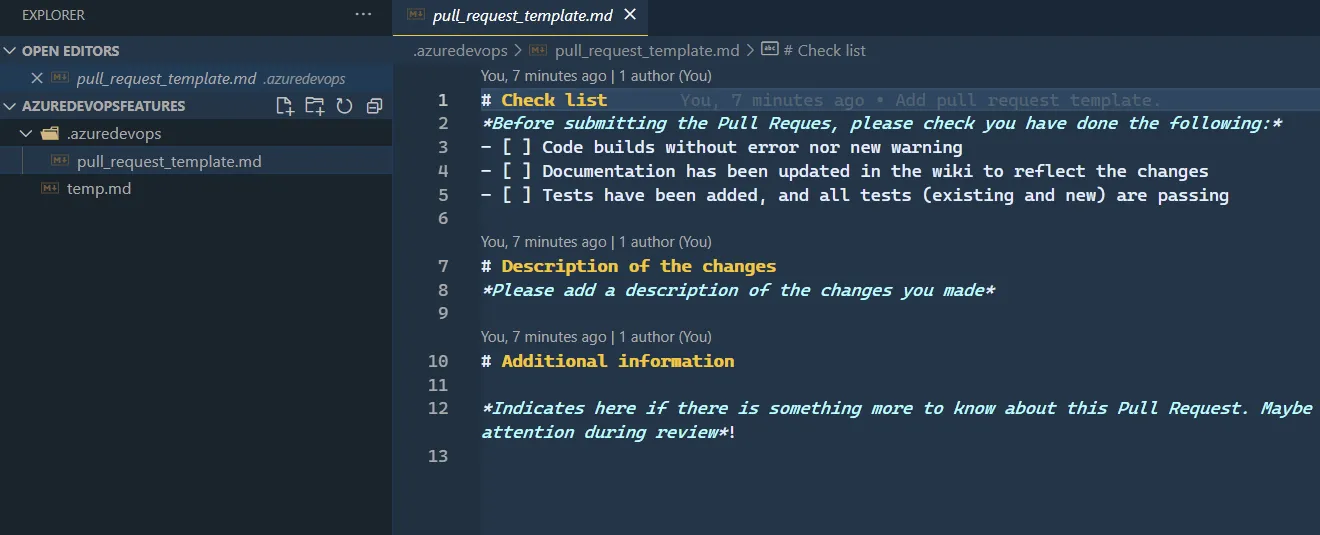 Pull request markdown template file.