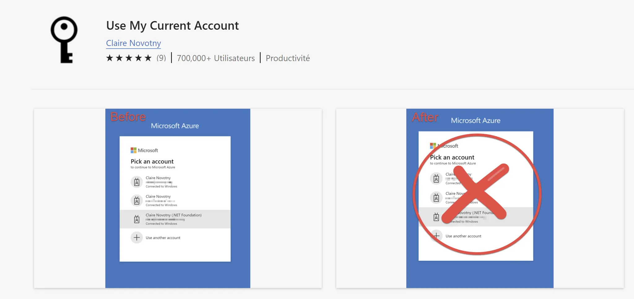 Use my current account extension page.