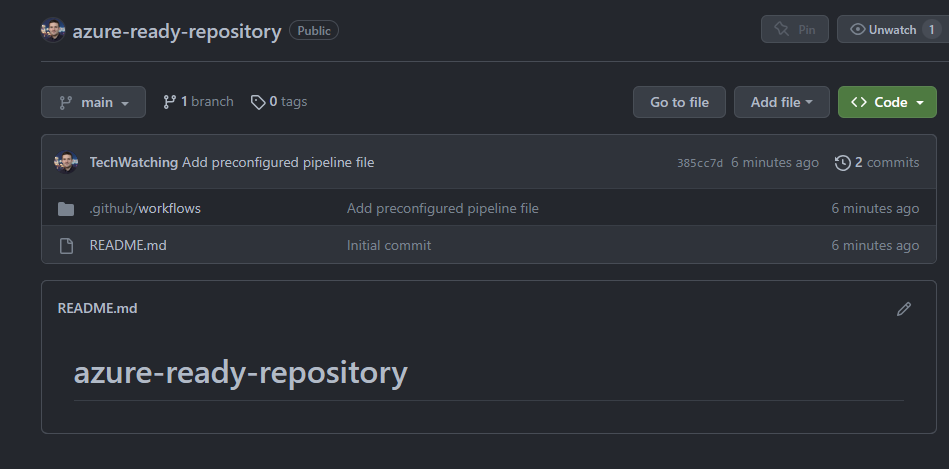 Picture of the Azure Ready GitHub repository
